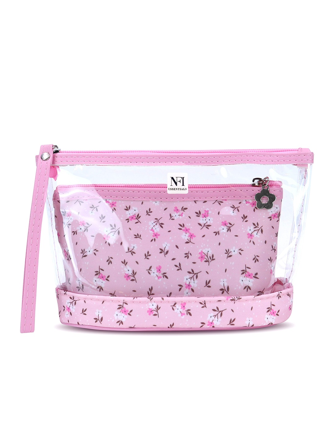 

NFI essentials Set Of 2 Printed Cosmetic Makeup Pouch, Pink