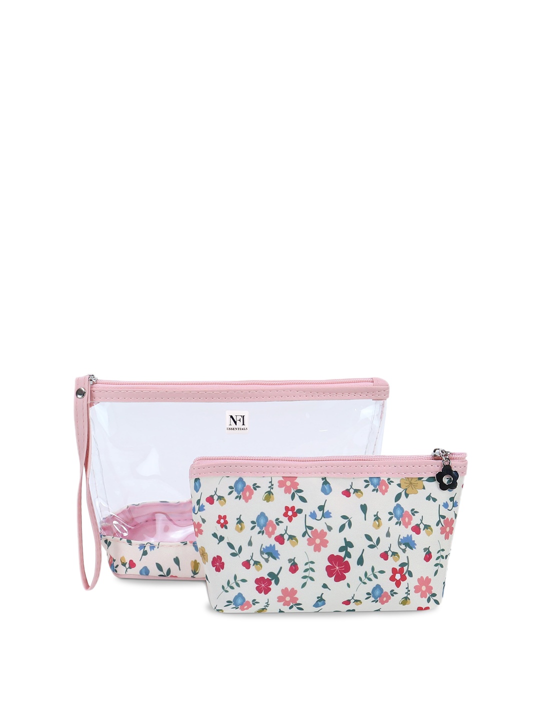 

NFI essentials Set of 2 Floral Printed Makeup Pouch, Pink