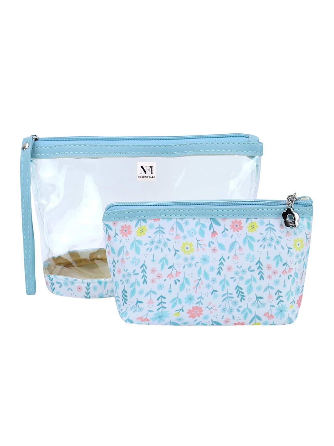 

NFI essentials Set of 2 Floral Printed Makeup Pouch, Blue