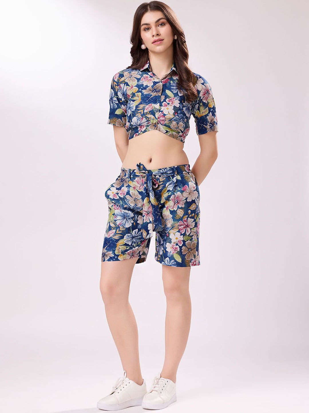

KALINI Printed Shirt & Shorts Co-Ords, Blue