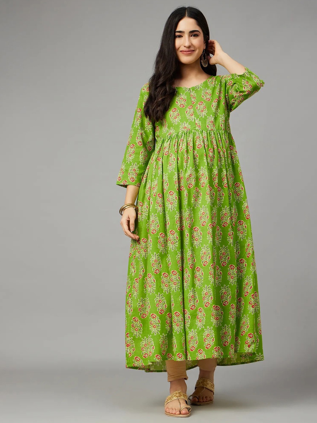 

Aaheli Floral Print Maternity Maxi Dress, Green