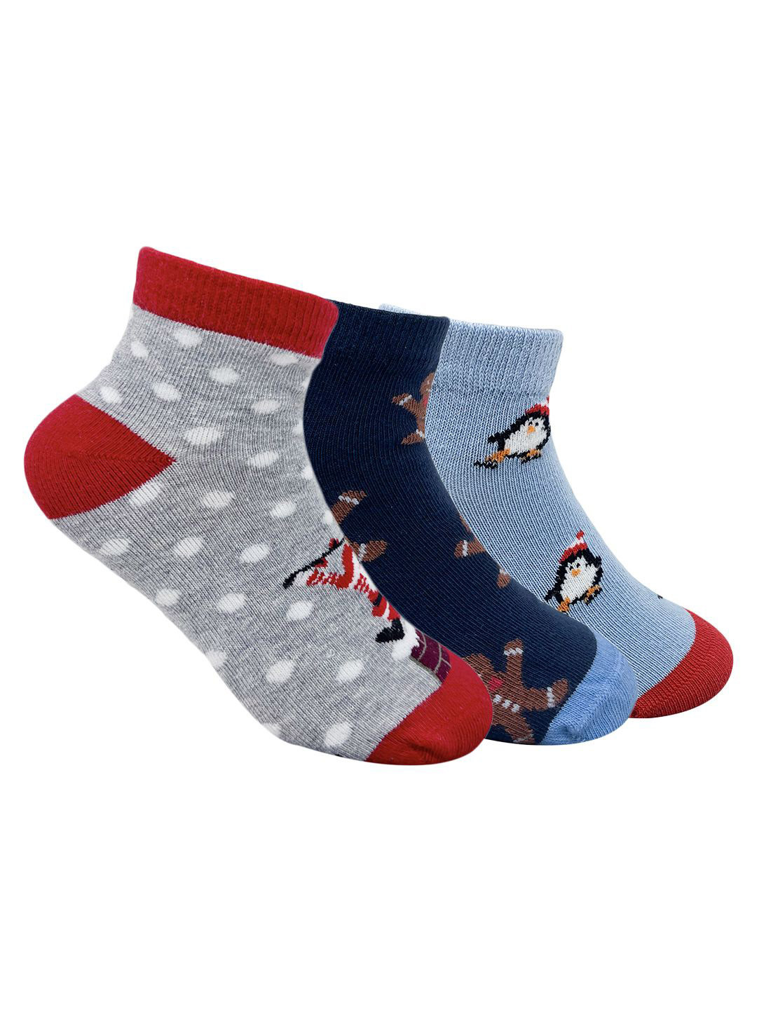 

Mint & Oak Kids Pack of 3 Ankle Length socks, Grey