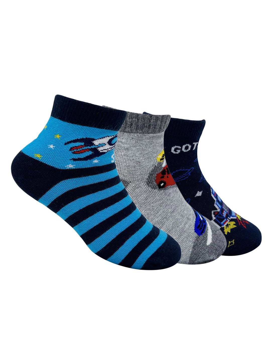 

Mint & Oak Kids Pack Of 3 Ankle Length Breathable Socks, Grey
