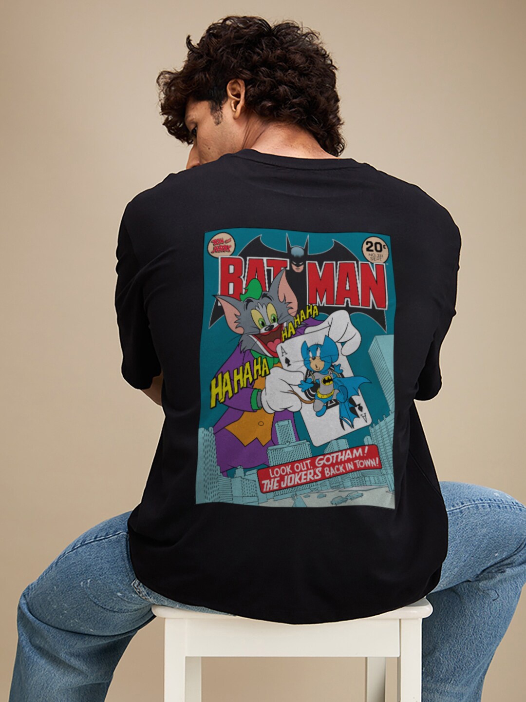 

Kook N Keech Toons Graphic Printed Short Sleeves Oversized Cotton T-Shirt, Black