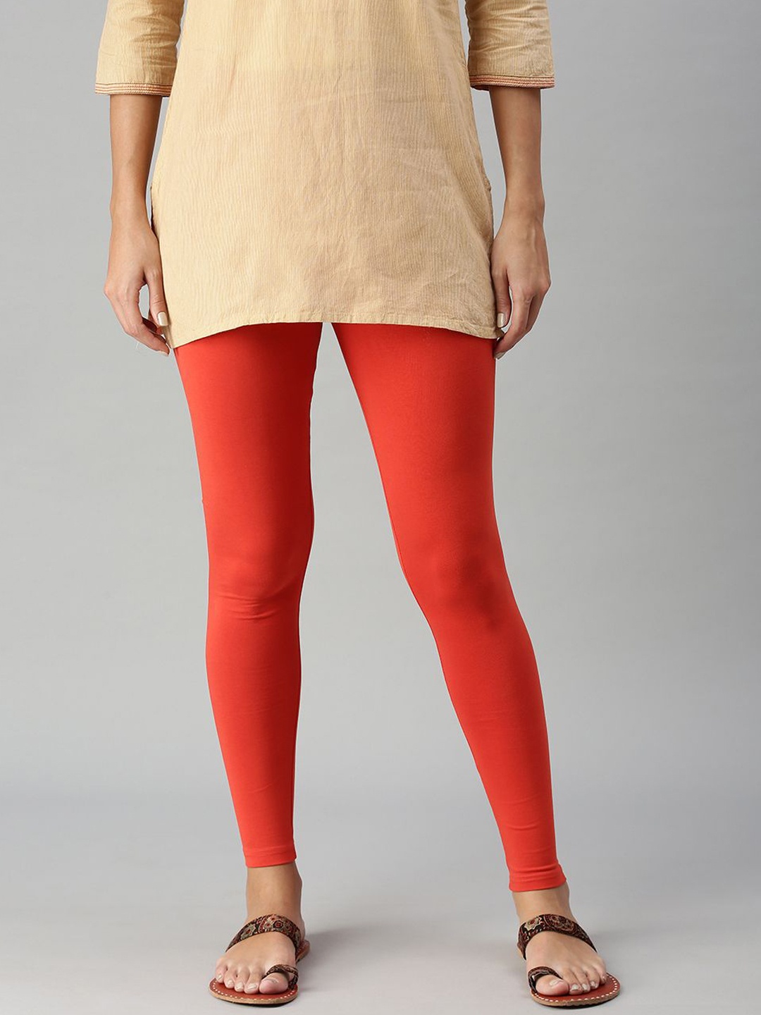 

De Moza Cotton Ankle Length Leggings, Orange
