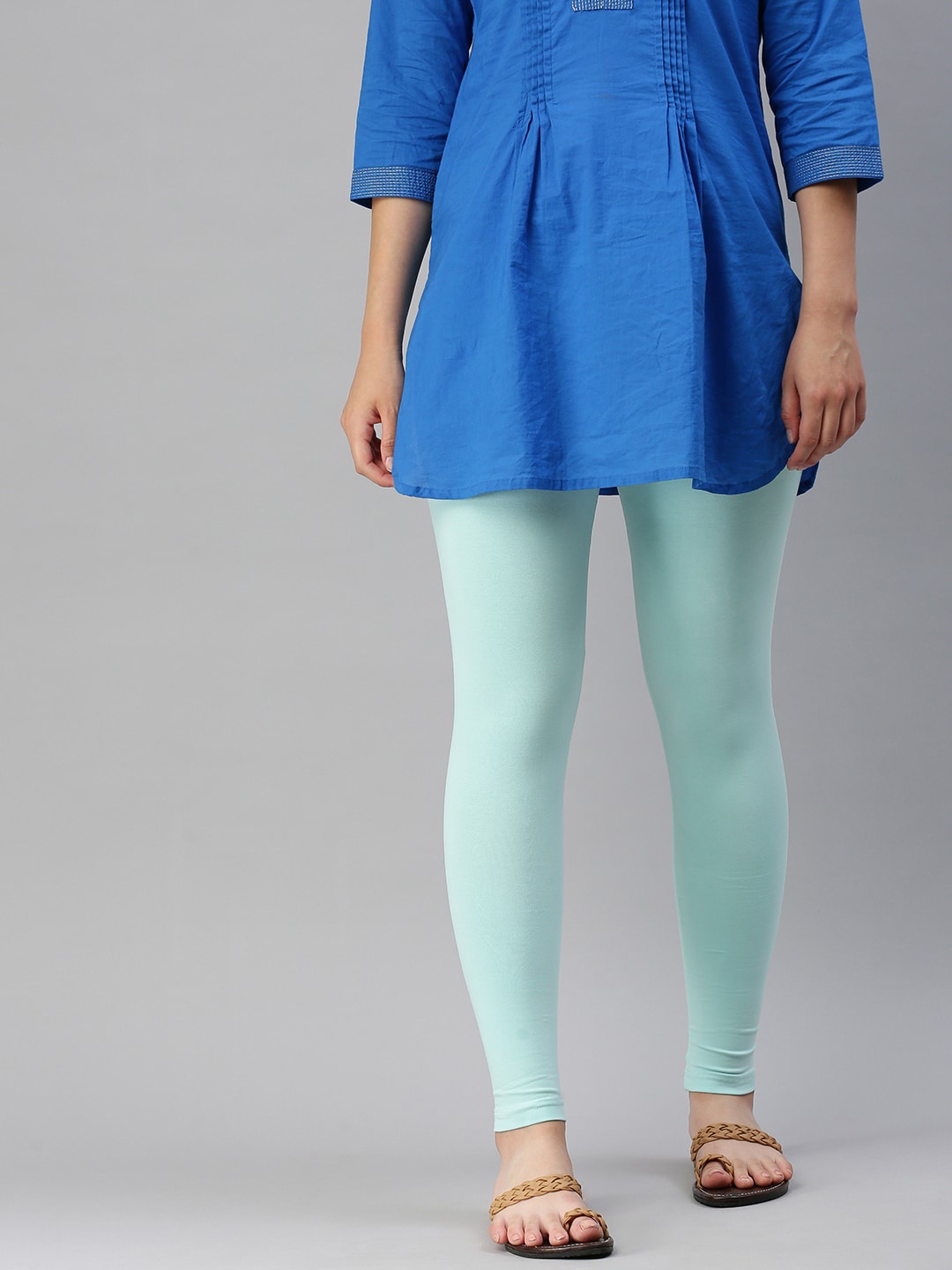 

De Moza Cotton Ankle Length Leggings, Blue