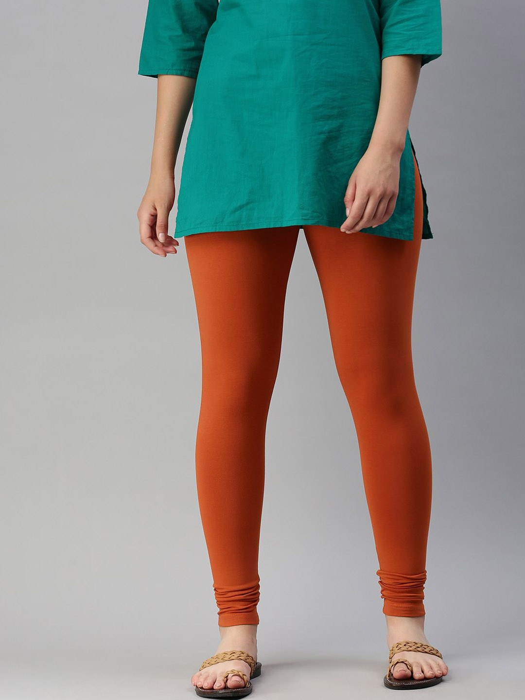 

De Moza Cotton Churidar Length Leggings, Rust