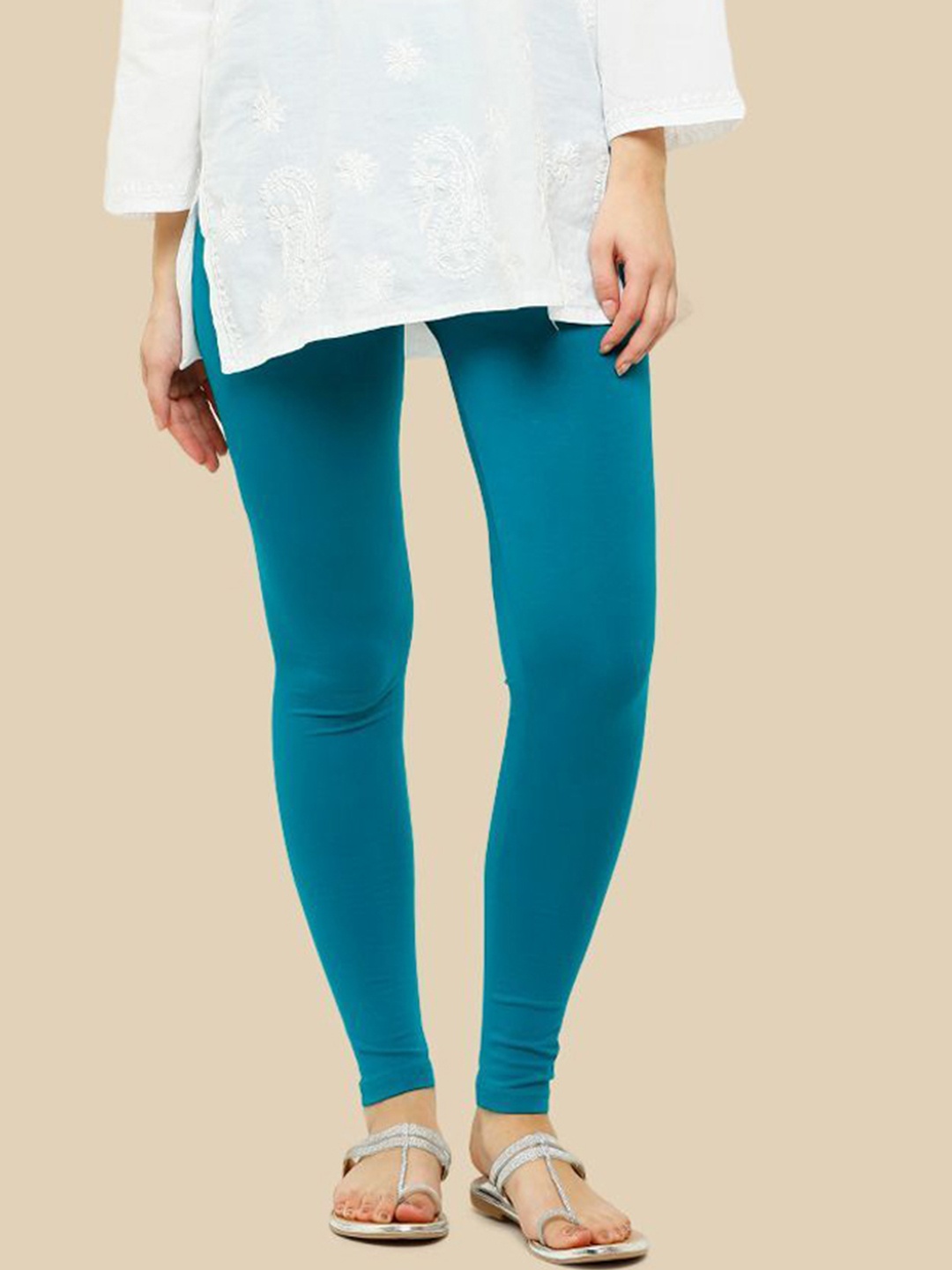 

De Moza Cotton Ankle Length Leggings, Teal