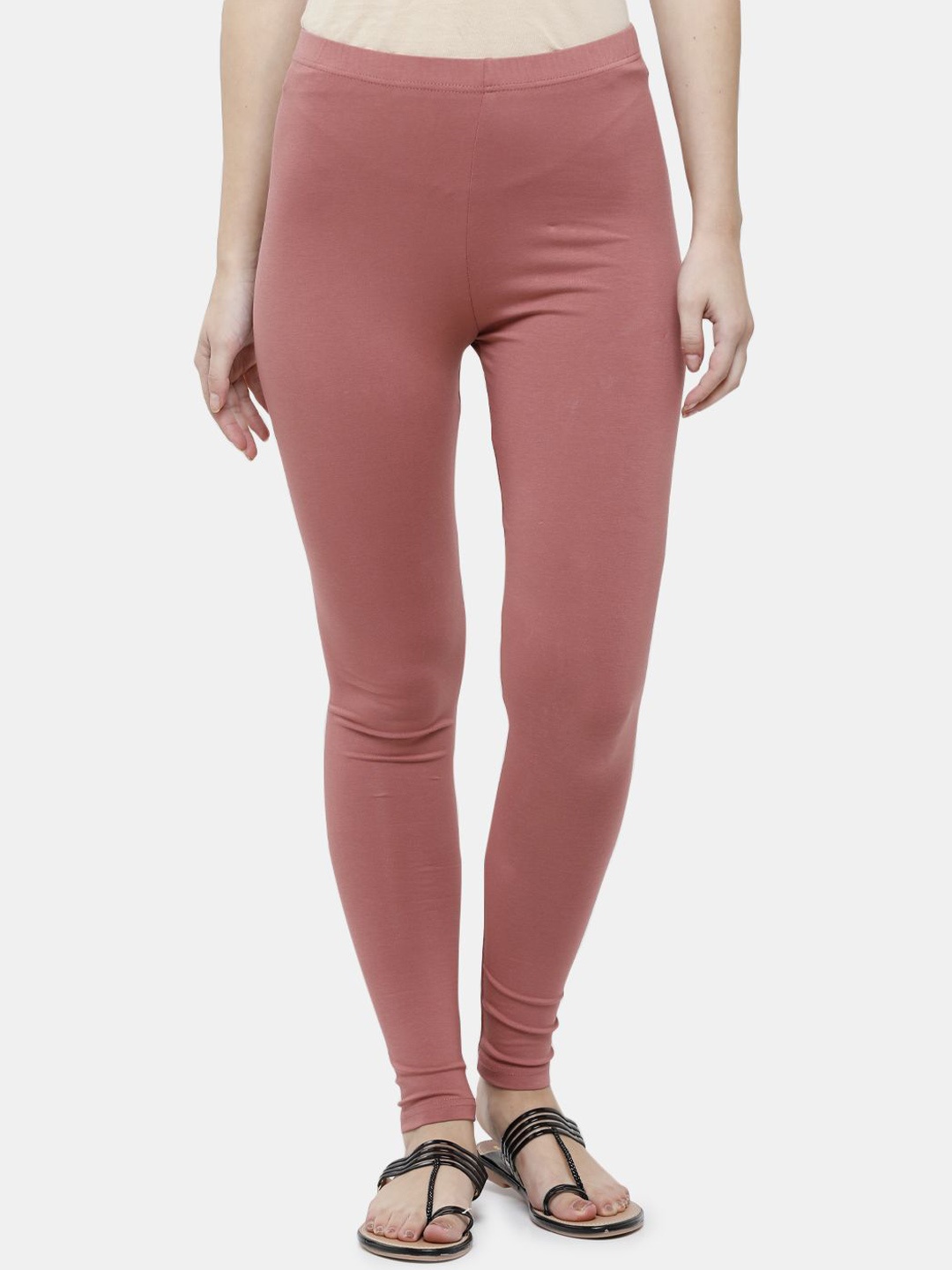 

De Moza Ankle Length Cotton Leggings, Peach