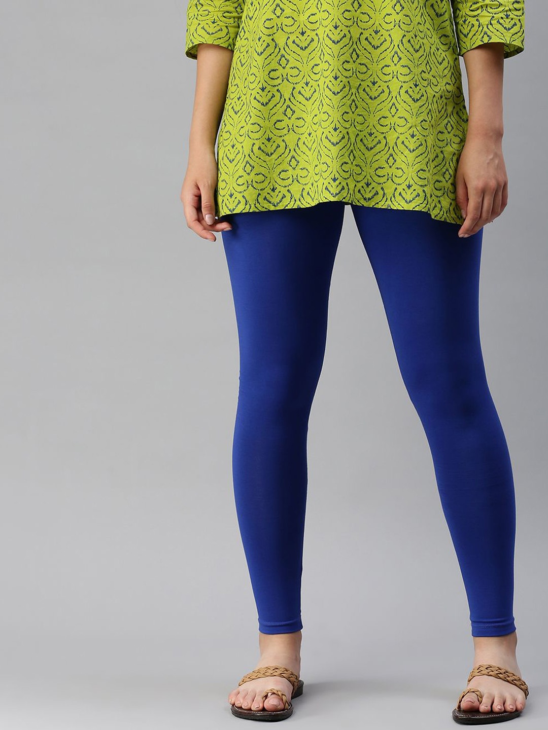 

De Moza Cotton Ankle Length Leggings, Blue