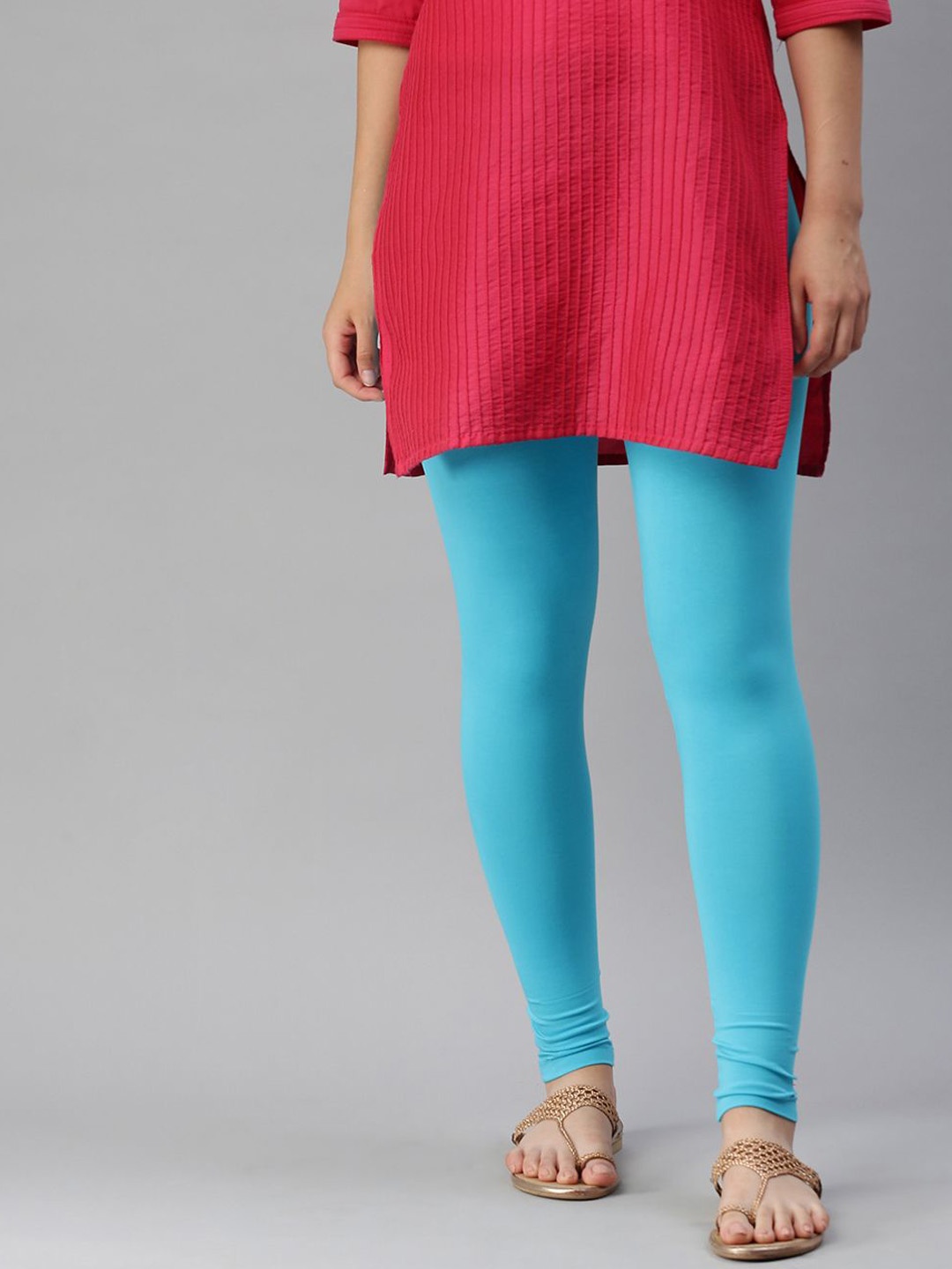 

De Moza Ankle Length Leggings, Turquoise blue