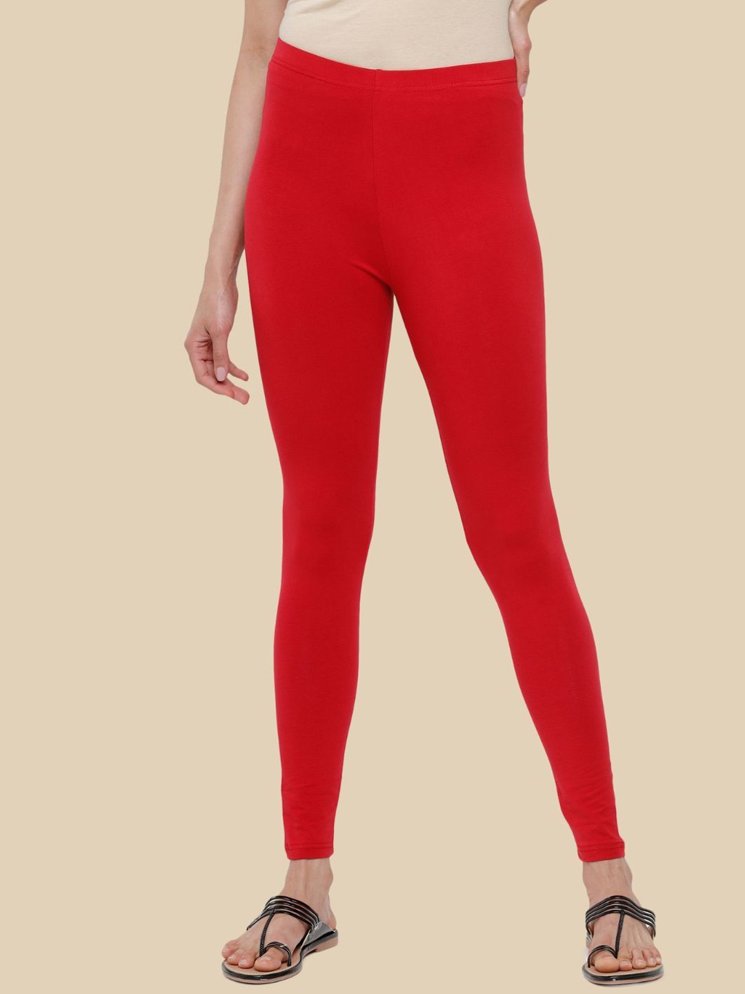

De Moza Cotton Ankle Length Leggings, Red