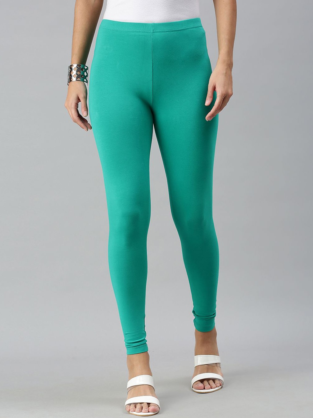 

De Moza Cotton Ankle Length Leggings, Green