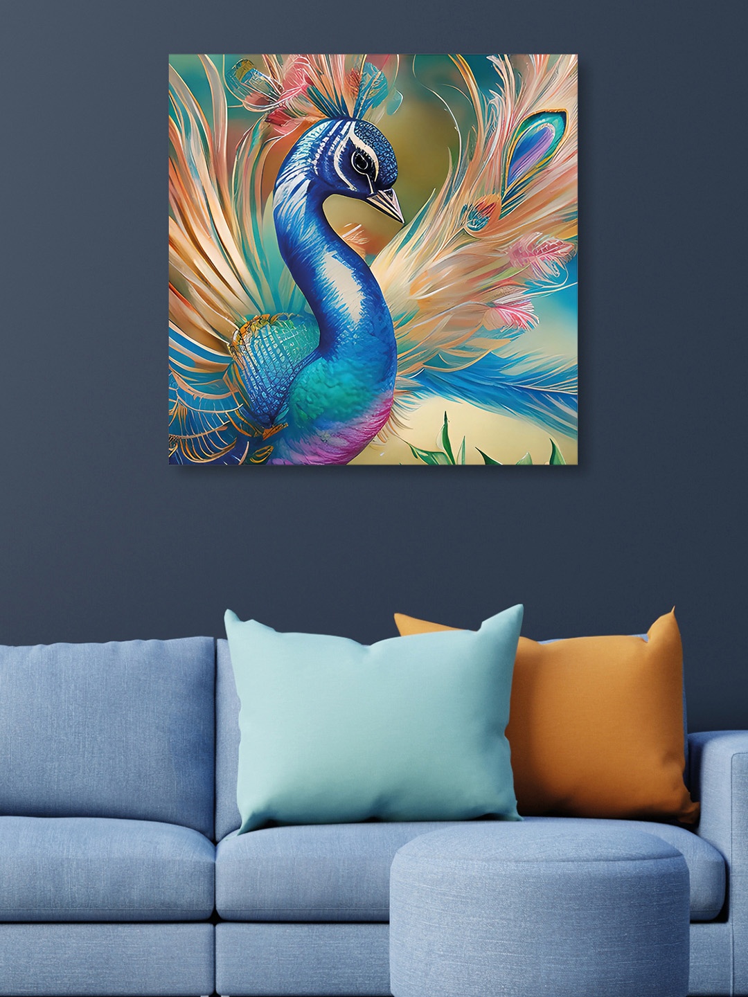 

OLIVE TREE Blue & Green Canvas Birds Wall Art