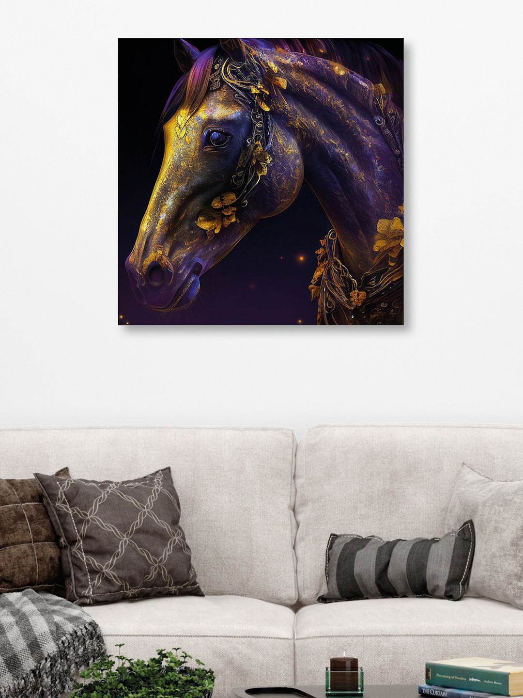 

OLIVE TREE Purple & Gold-Toned Birds and Animals Canvas Wall Art