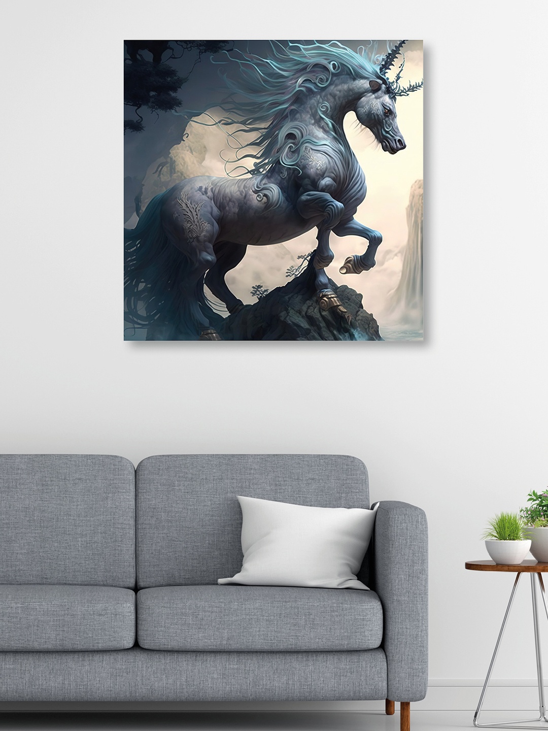 

OLIVE TREE Beige & Blue Canvas Animals Wall Art