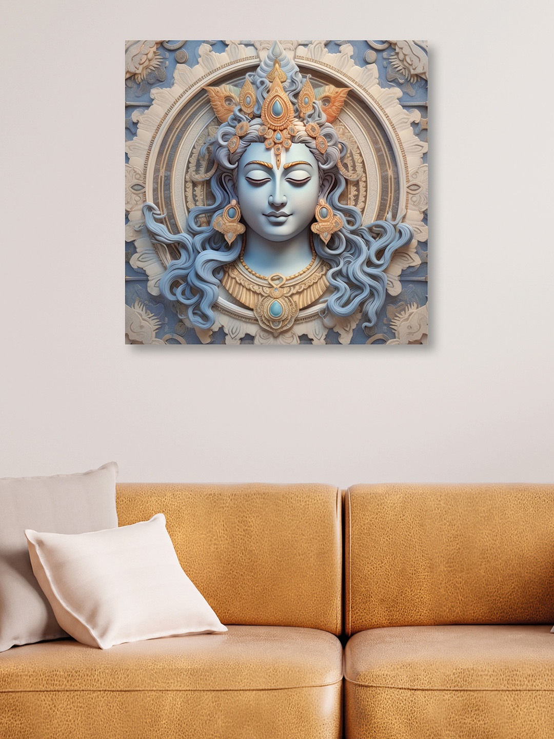 

OLIVE TREE Beige & Blue Canvas Religious Paintings Wall Art