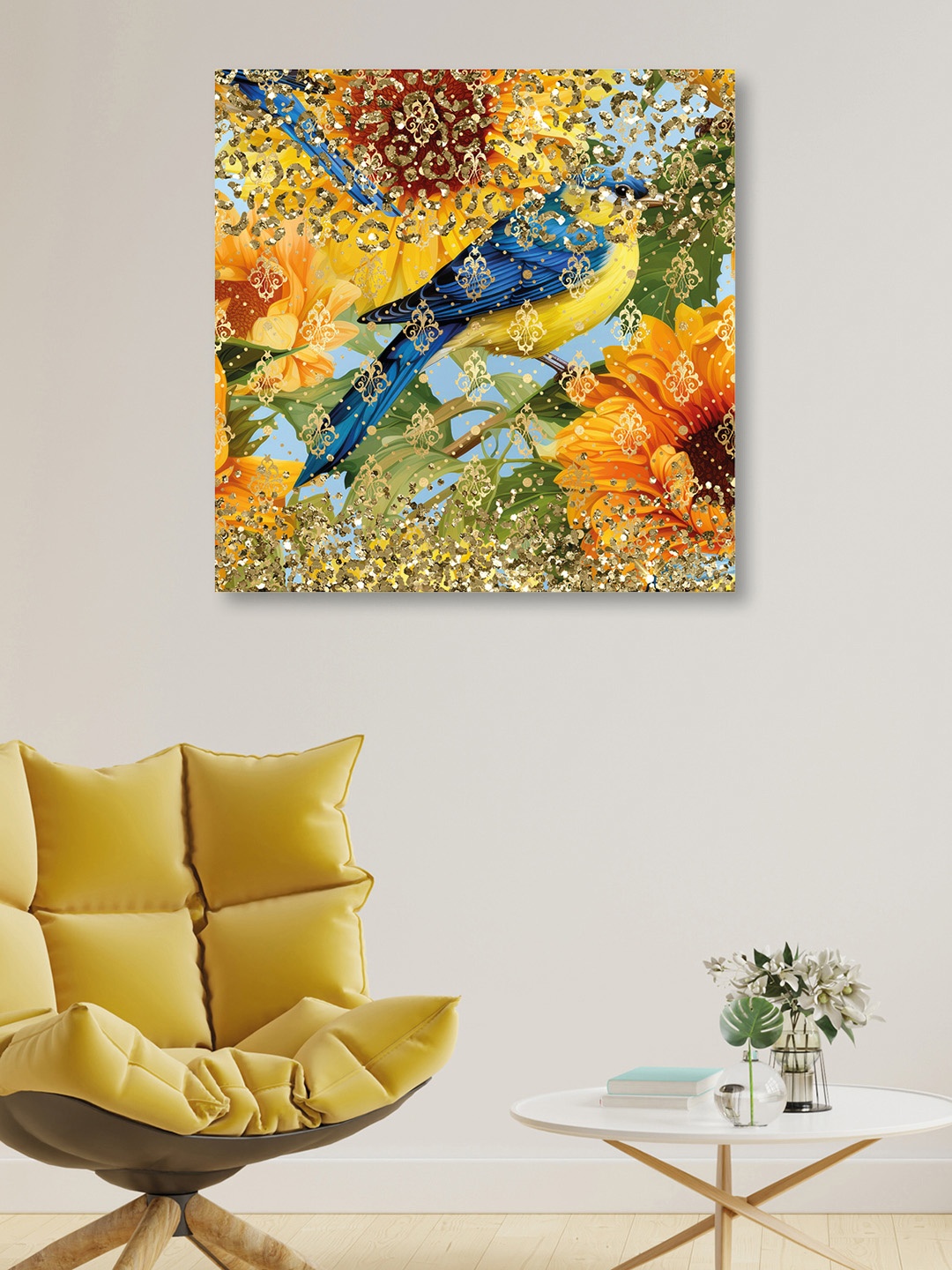 

OLIVE TREE Yellow & Blue Canvas Birds and Animals Wall Art