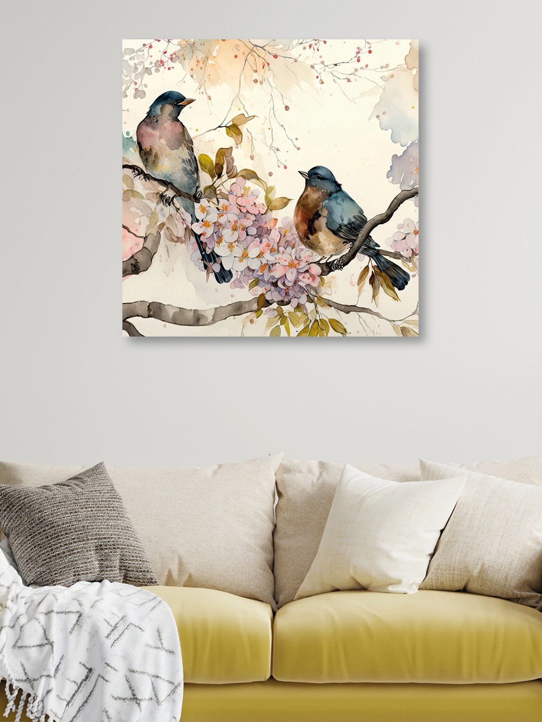 

OLIVE TREE White & Blue Birds and Animals Canvas Paintings Wall Art
