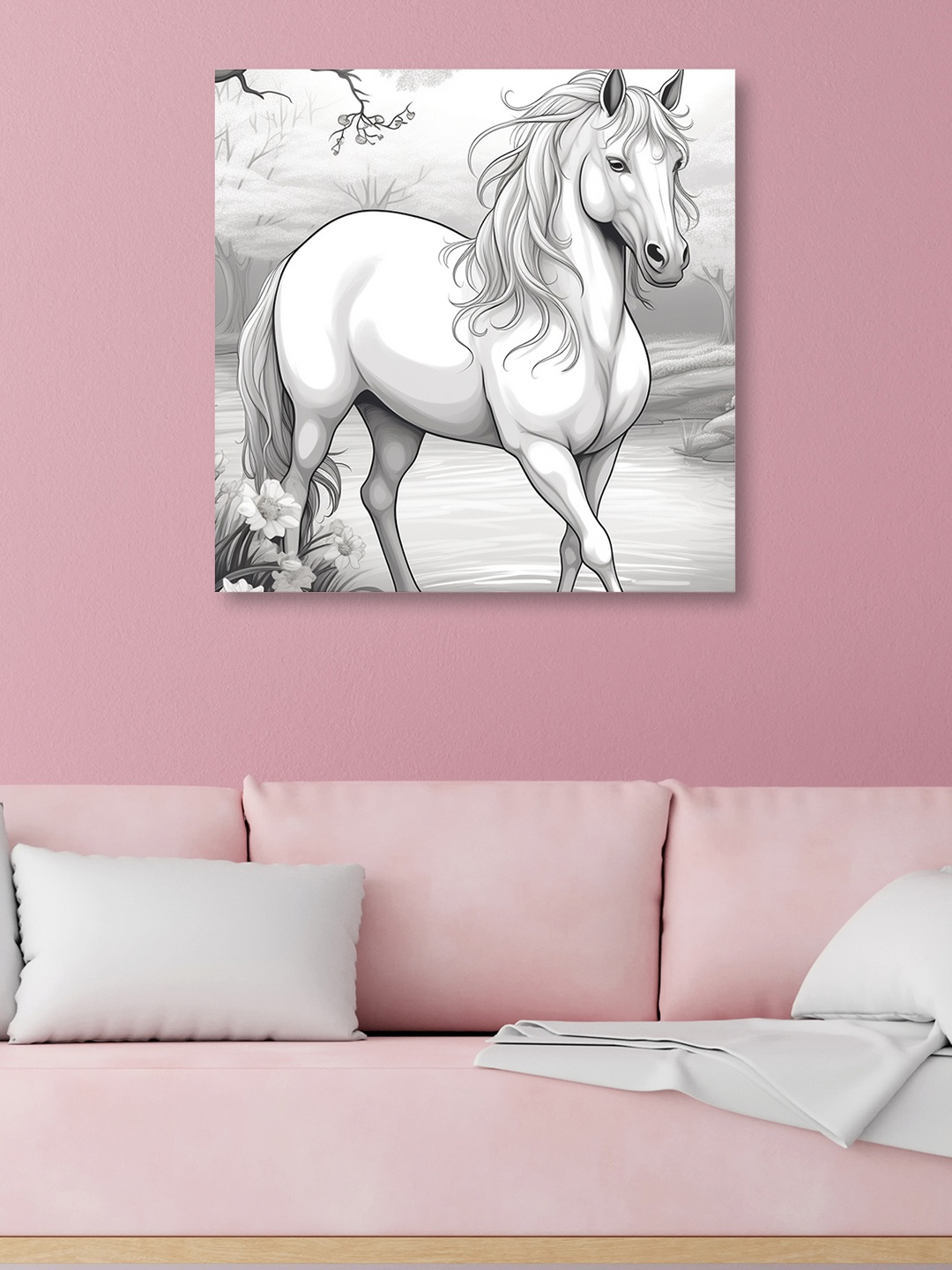 

OLIVE TREE White & Grey Canvas Animals Wall Art