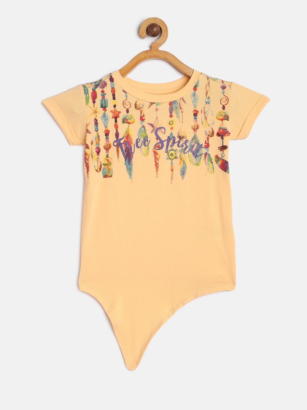 

Gini and Jony Girls Yellow Printed Top