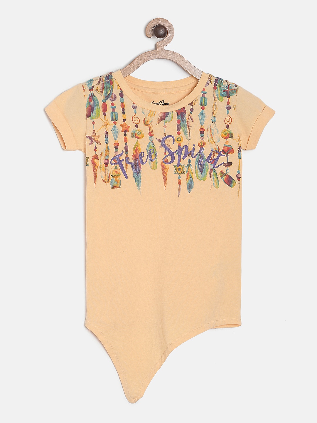 

Gini and Jony Girls Yellow Printed Top