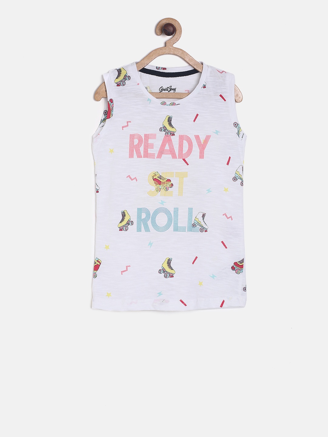 

Gini and Jony Girls White Printed Top