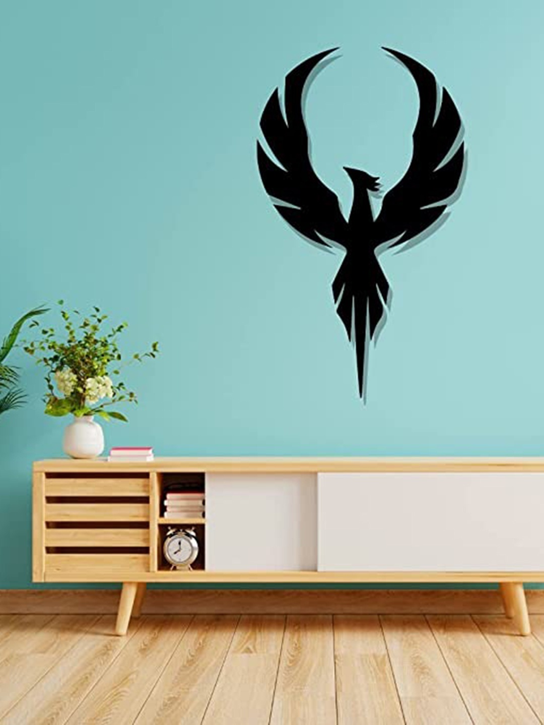 

Artrooms Phoenix Bird Metal Wall Art, Black