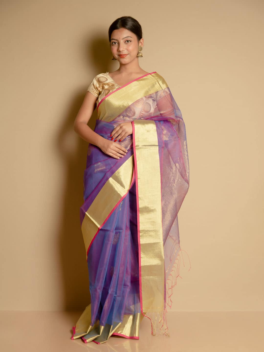 

SARIKA Woven Design Zari Organza Saree, Blue