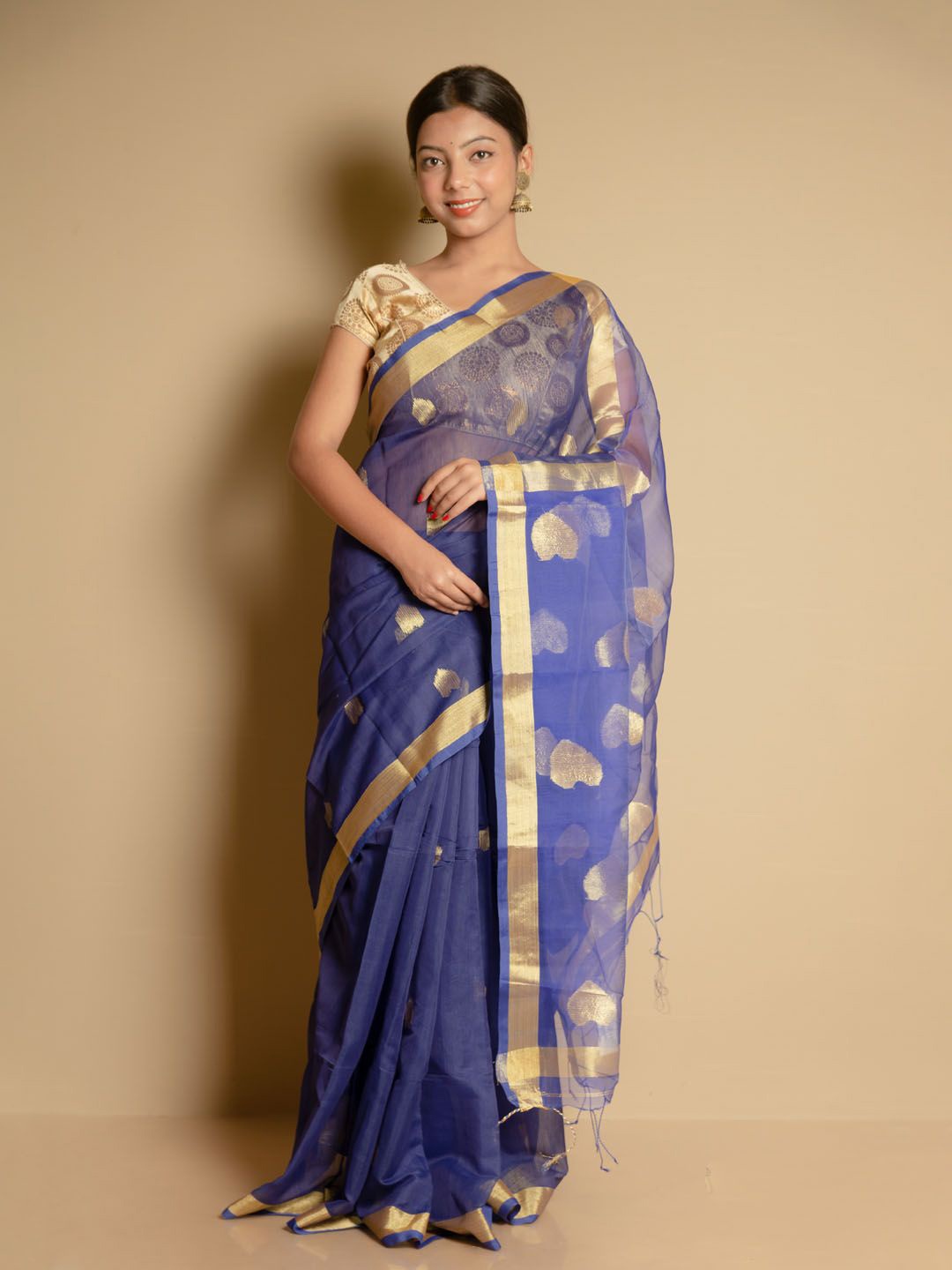 

SARIKA Woven Design Zari Saree, Blue