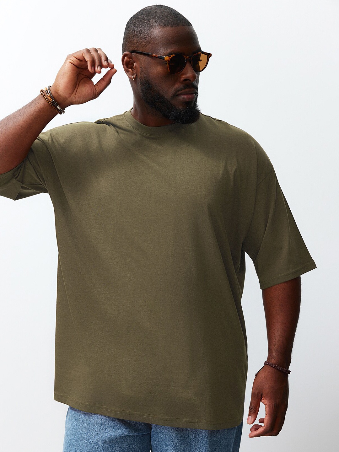 

Trendyol Round Neck Cotton T-shirt, Khaki