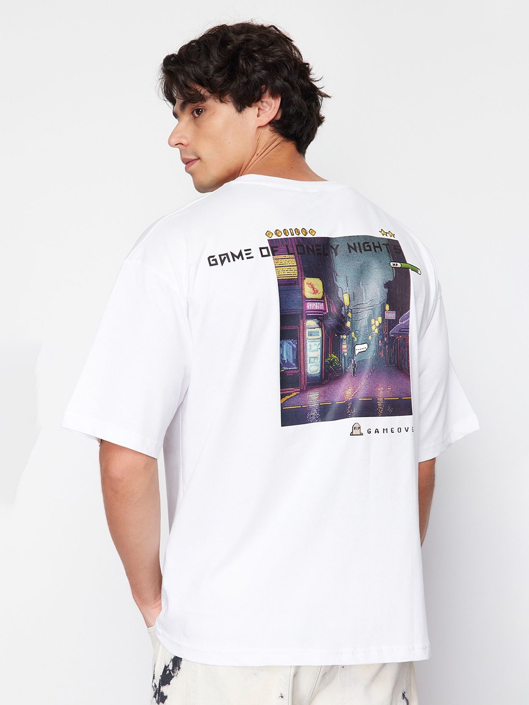 

Trendyol Men Typography Printed Round Neck T-shirt, White