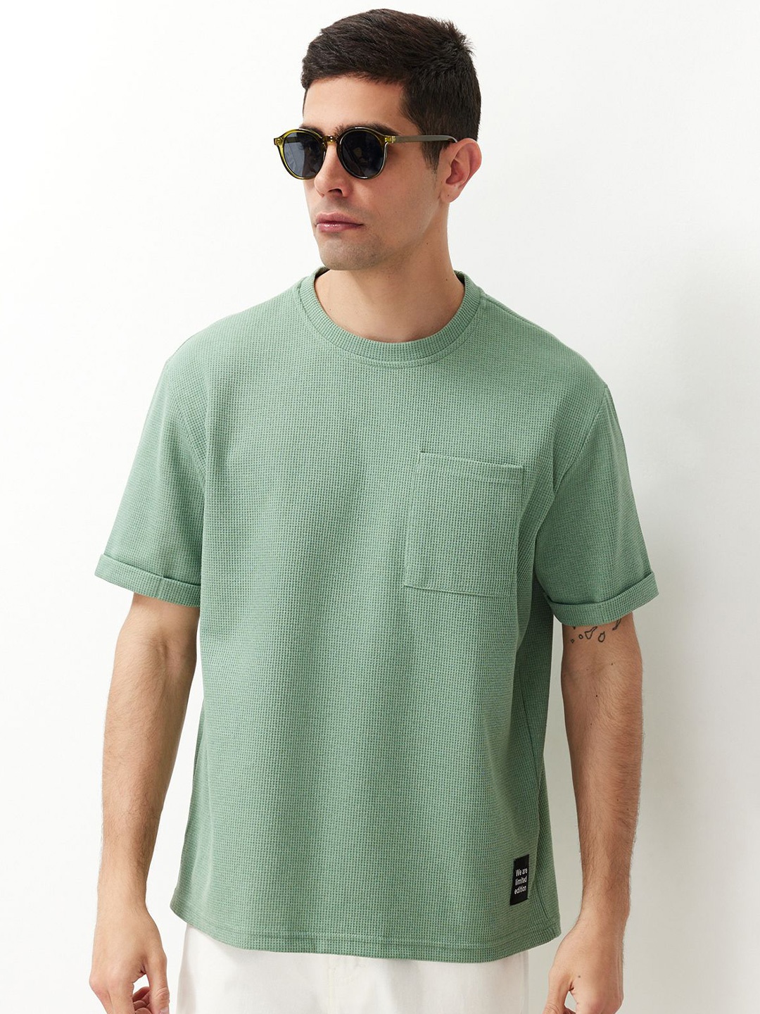 

Trendyol Round Neck Cotton Regular T-shirt, Green