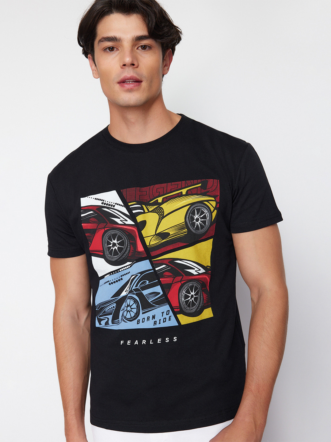 

Trendyol Men Graphic Printed Round Neck T-shirt, Black