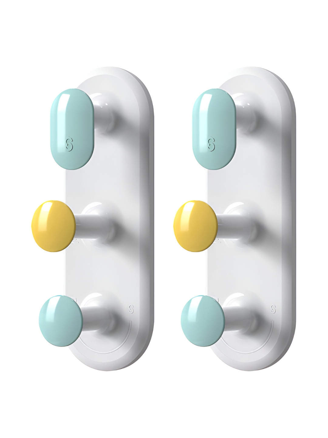 

P-Plus International White 2 Pieces Bathroom Clothes Hanging Hooks Bath Accessories Set