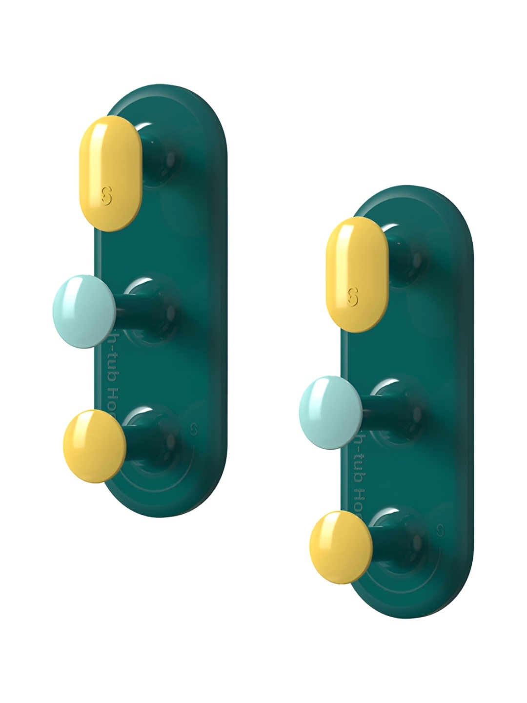 

P-Plus International Green & Yellow 2 Pieces Self Adhesive Wall-Mounted Hooks