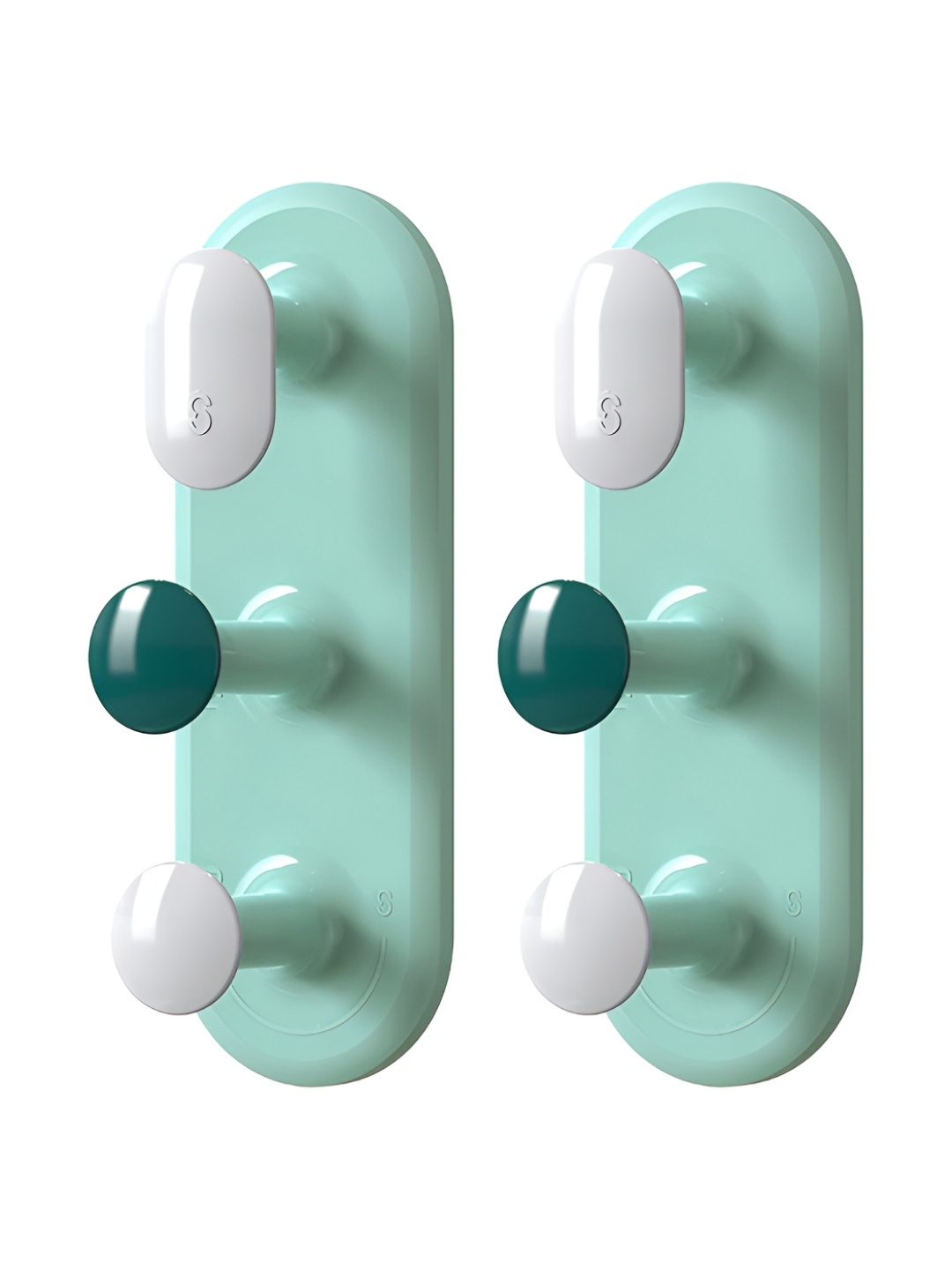 

P-Plus International Green & Blue 2 Pieces Self Adhesive Wall-Mounted Hooks
