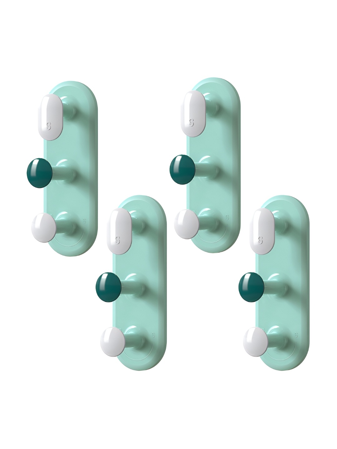 

P-Plus International Blue & Green 4 Pieces Self Adhesive Wall-Mounted Hooks