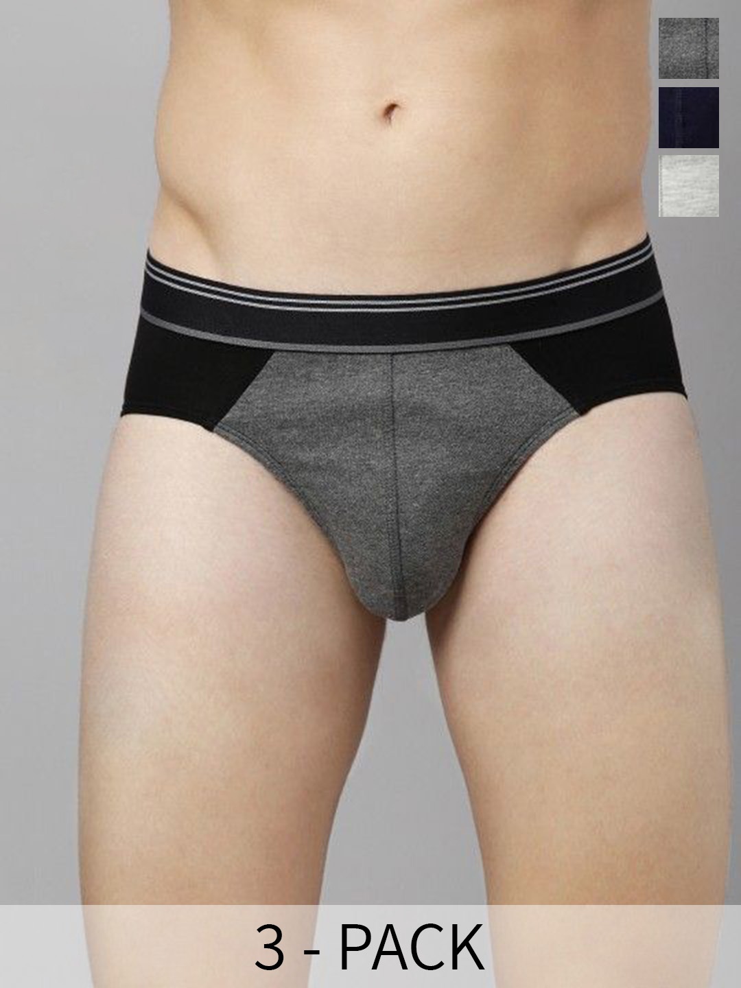 

The Roadster Lifestyle Co. Grey Pack Of 3 Colourblocked Briefs RD-B-77-p3-NGC-2p