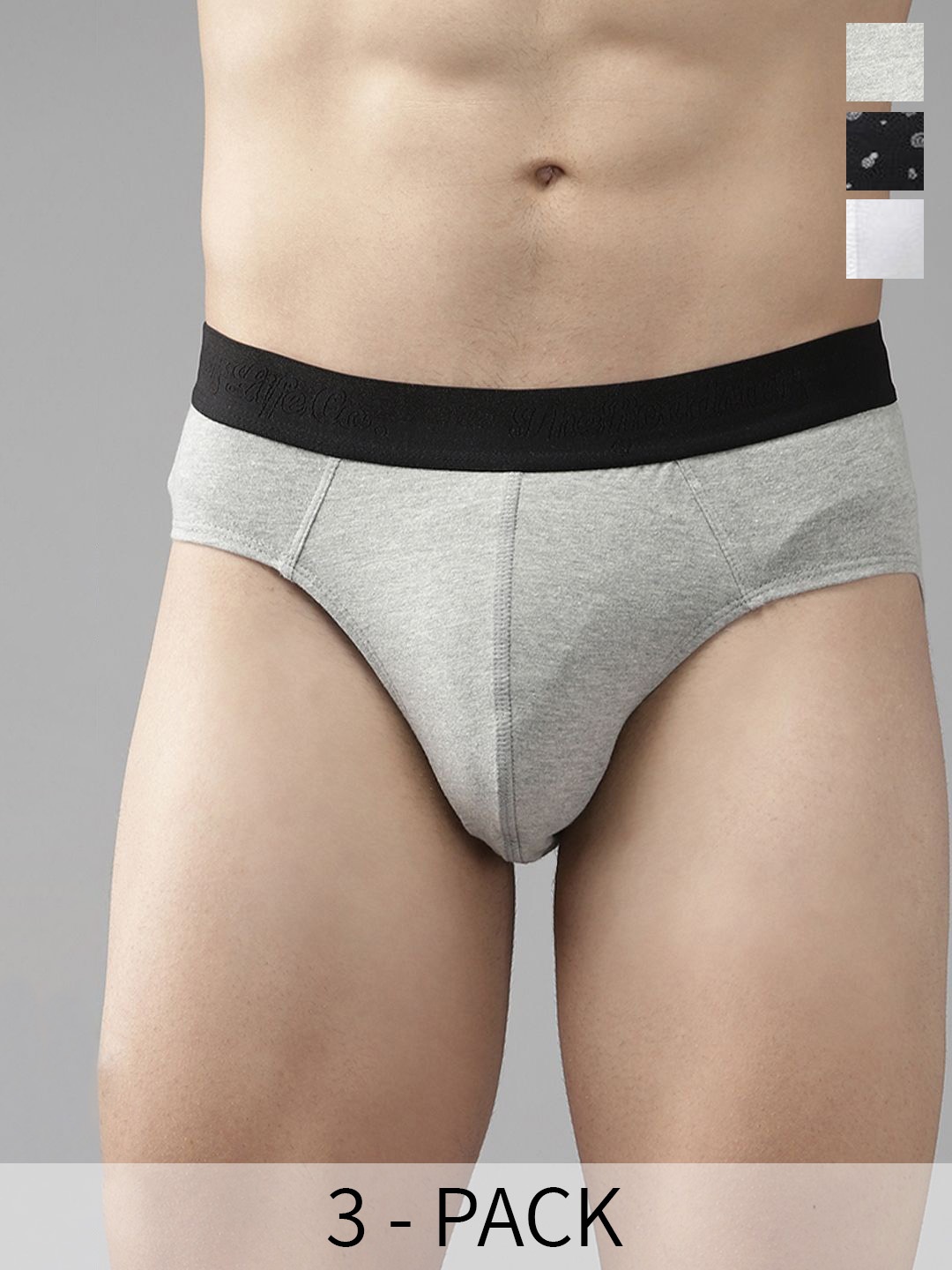 

The Roadster Lifestyle Co. Grey Pack Of 3 Cotton Basic Briefs RD-B-87-p3-WhtGryBlk