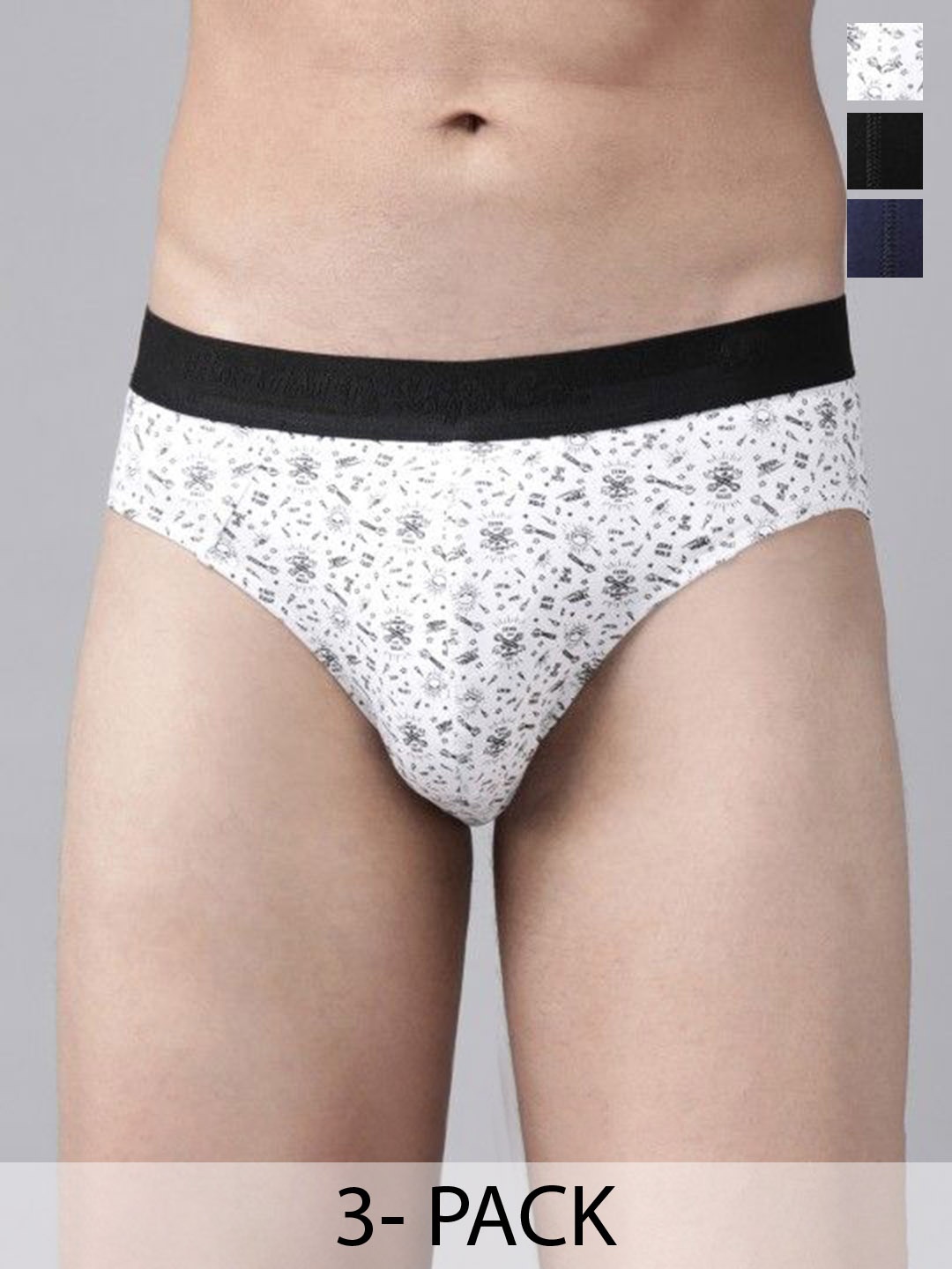 

The Roadster Lifestyle Co. White Pack Of 3 Cotton Briefs RD-B-86-p3-BlkNvyWht pr