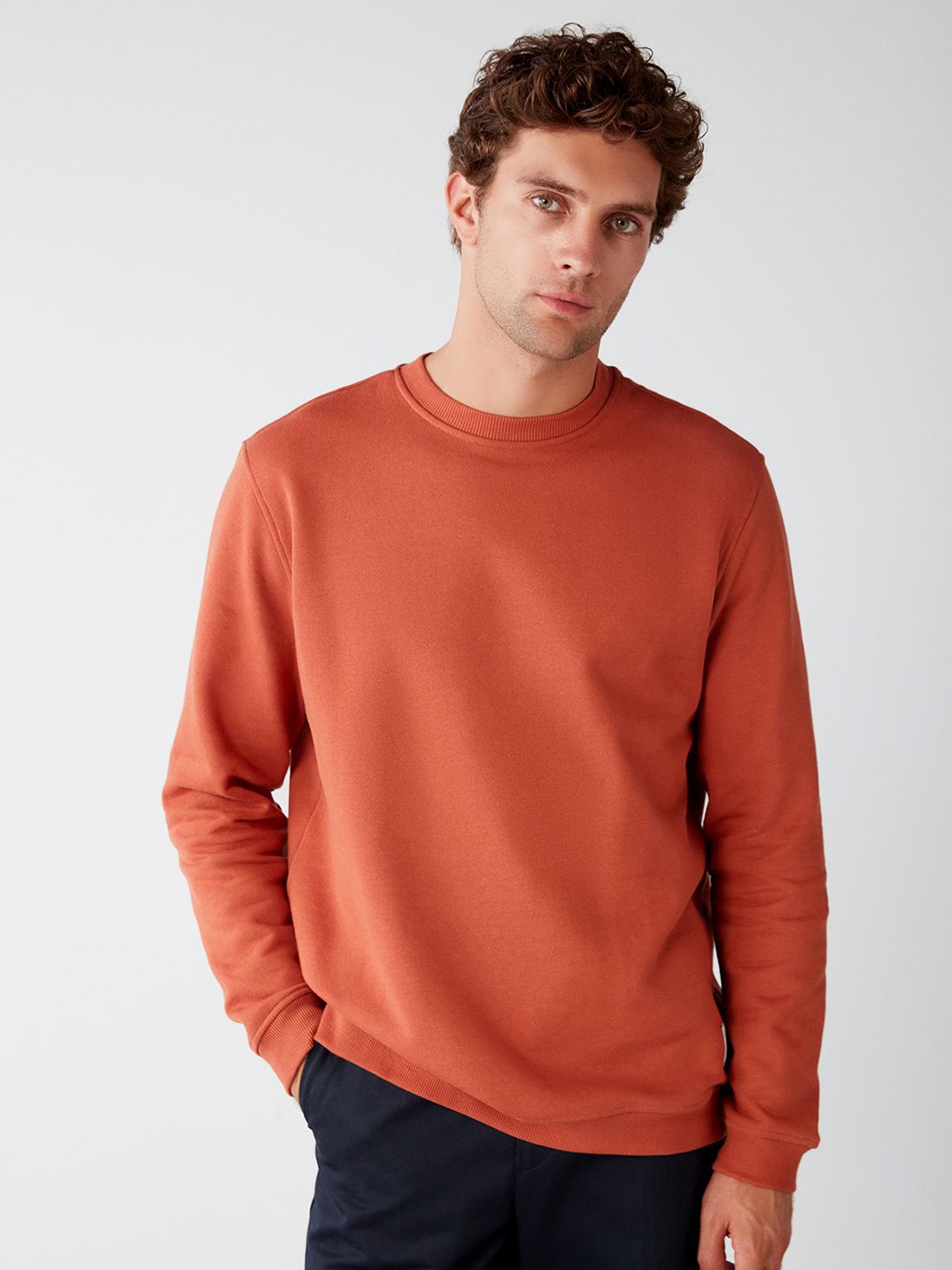 

GRIMELANGE Round Neck Long Sleeves Pullover Sweatshirt, Orange