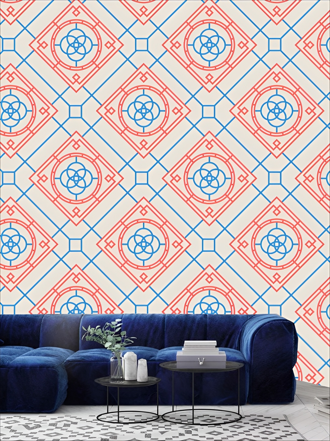 

KSHIRSA Red & Blue Printed Self Adhesive 3D Wall Sticker