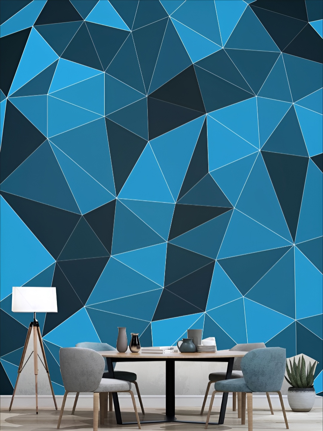 

KSHIRSA Blue & Grey Self Adhesive 3D Printed Wall Sticker