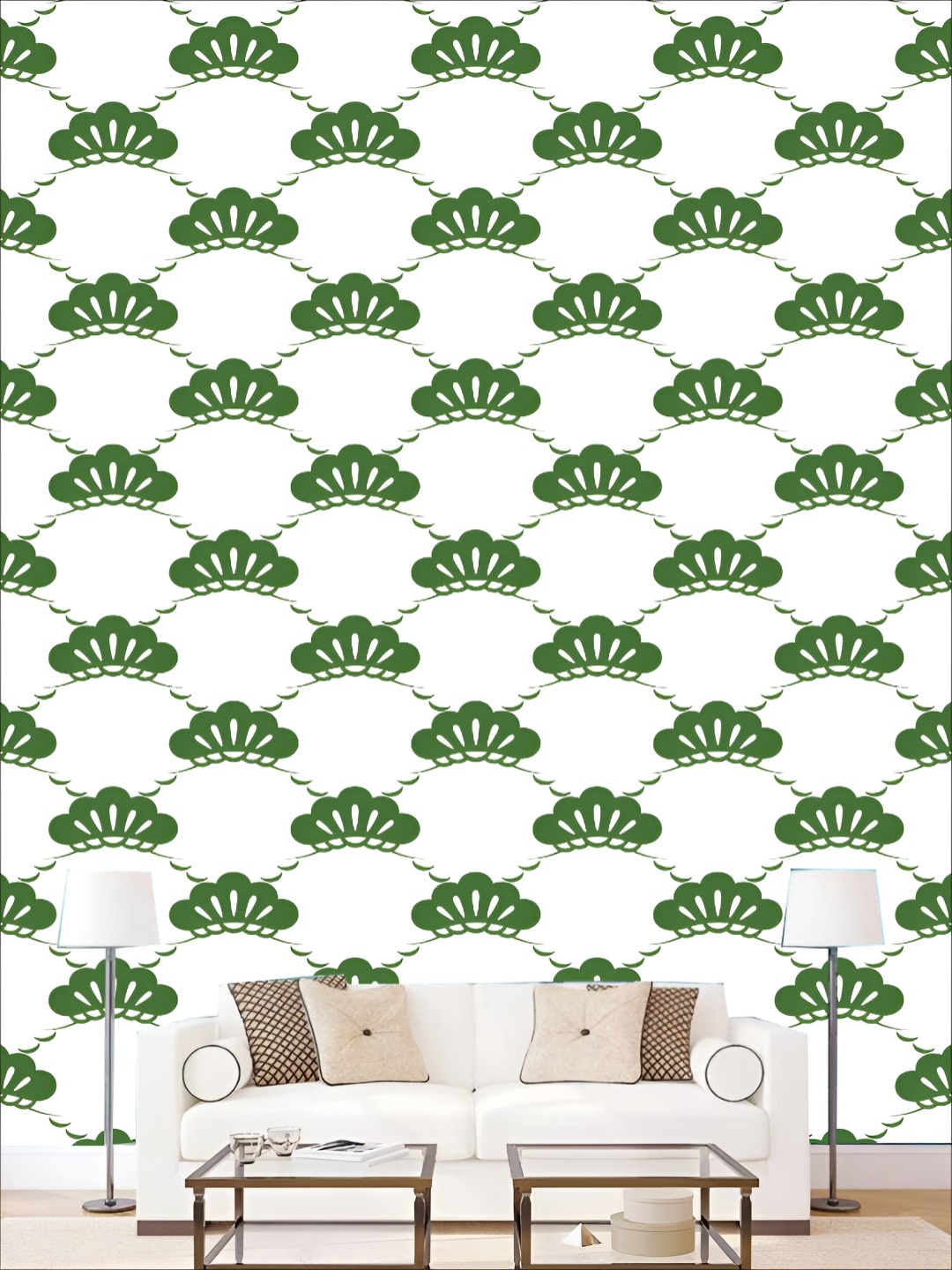 

KSHIRSA White & Green Printed Self Adhesive 3D Sticker