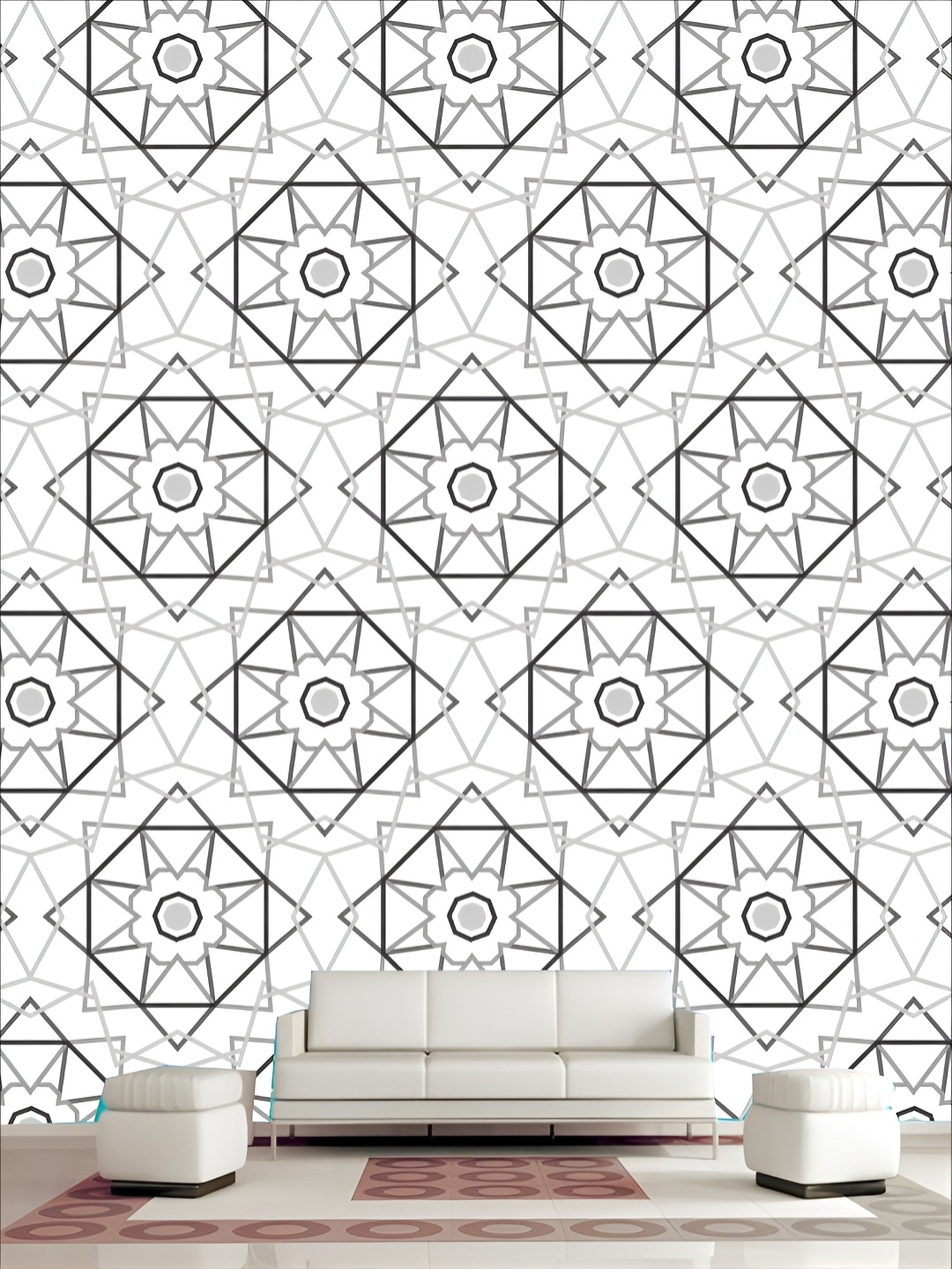 

KSHIRSA White & Grey 3D Printed Self Adhesive Wall Sticker