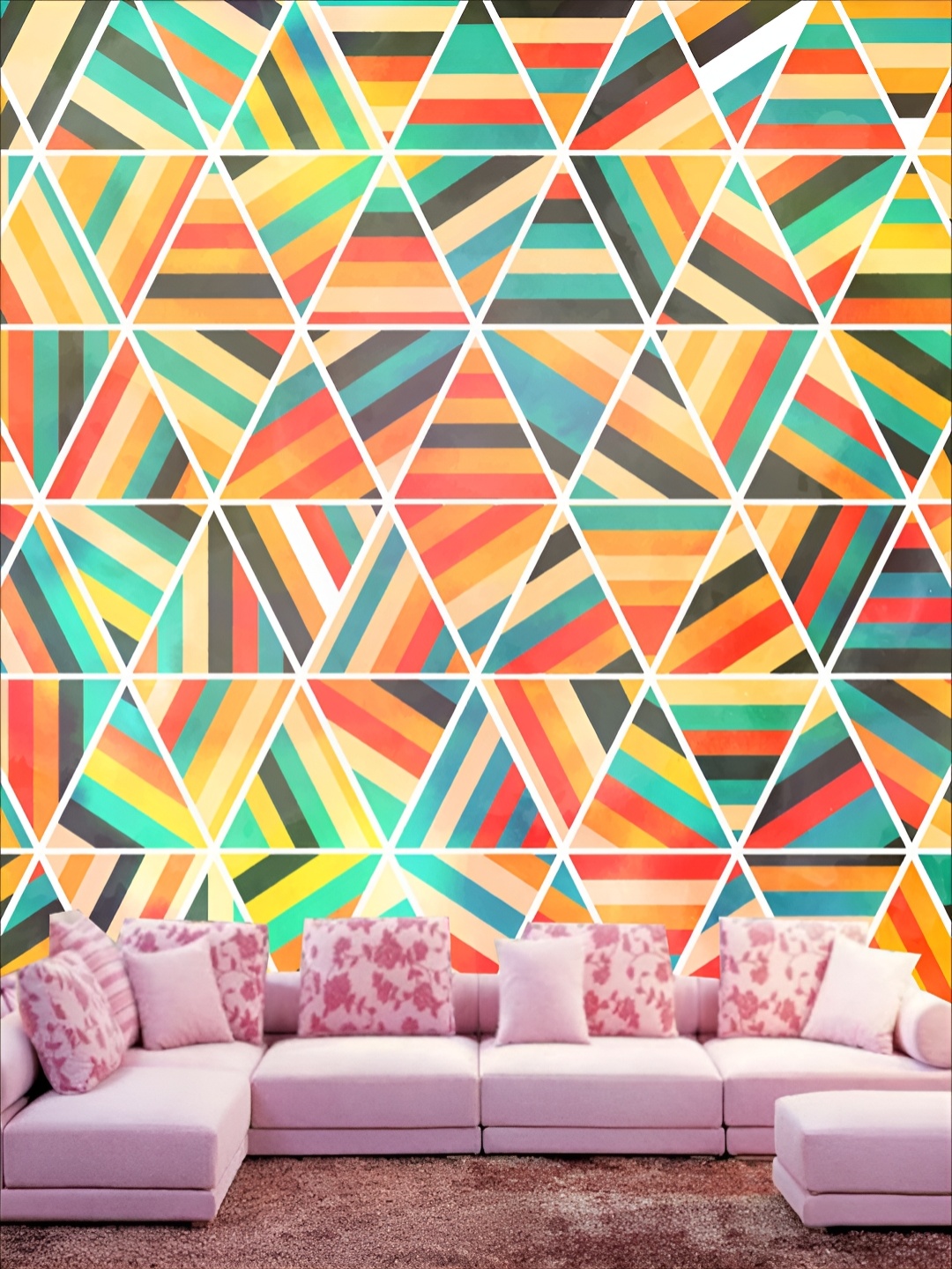 

KSHIRSA Blue & Orange Coloured Self Adhesive 3D Printed Wall Sticker