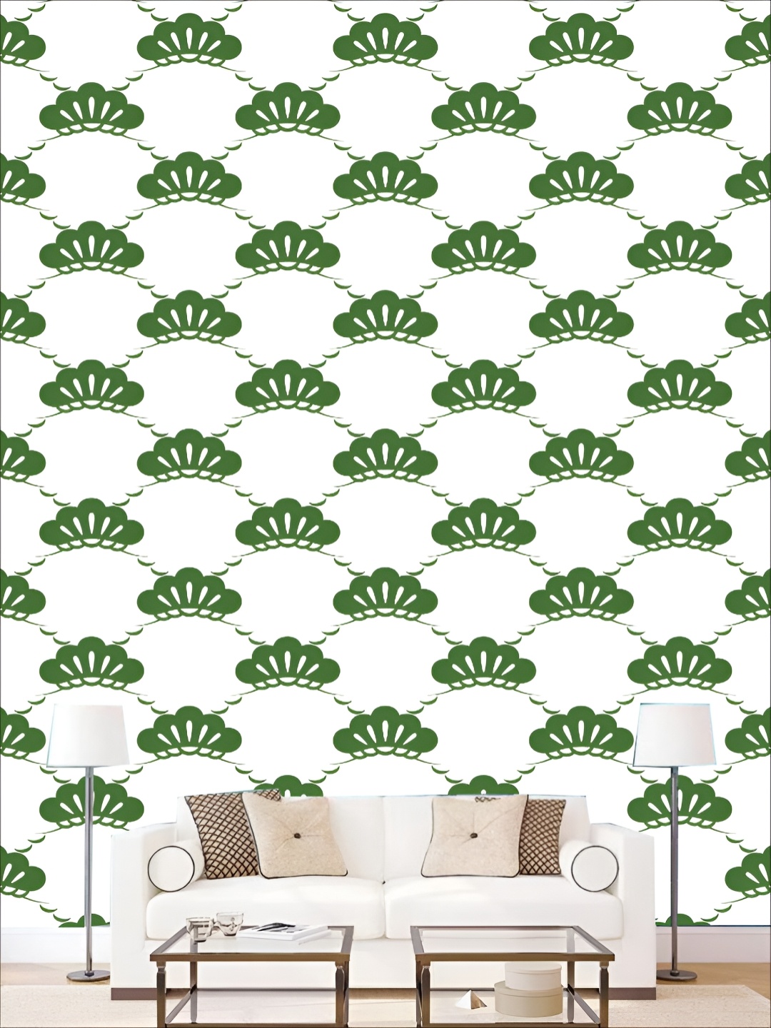 

KSHIRSA White & Green 3D Printed Self Adhesive Wall Sticker