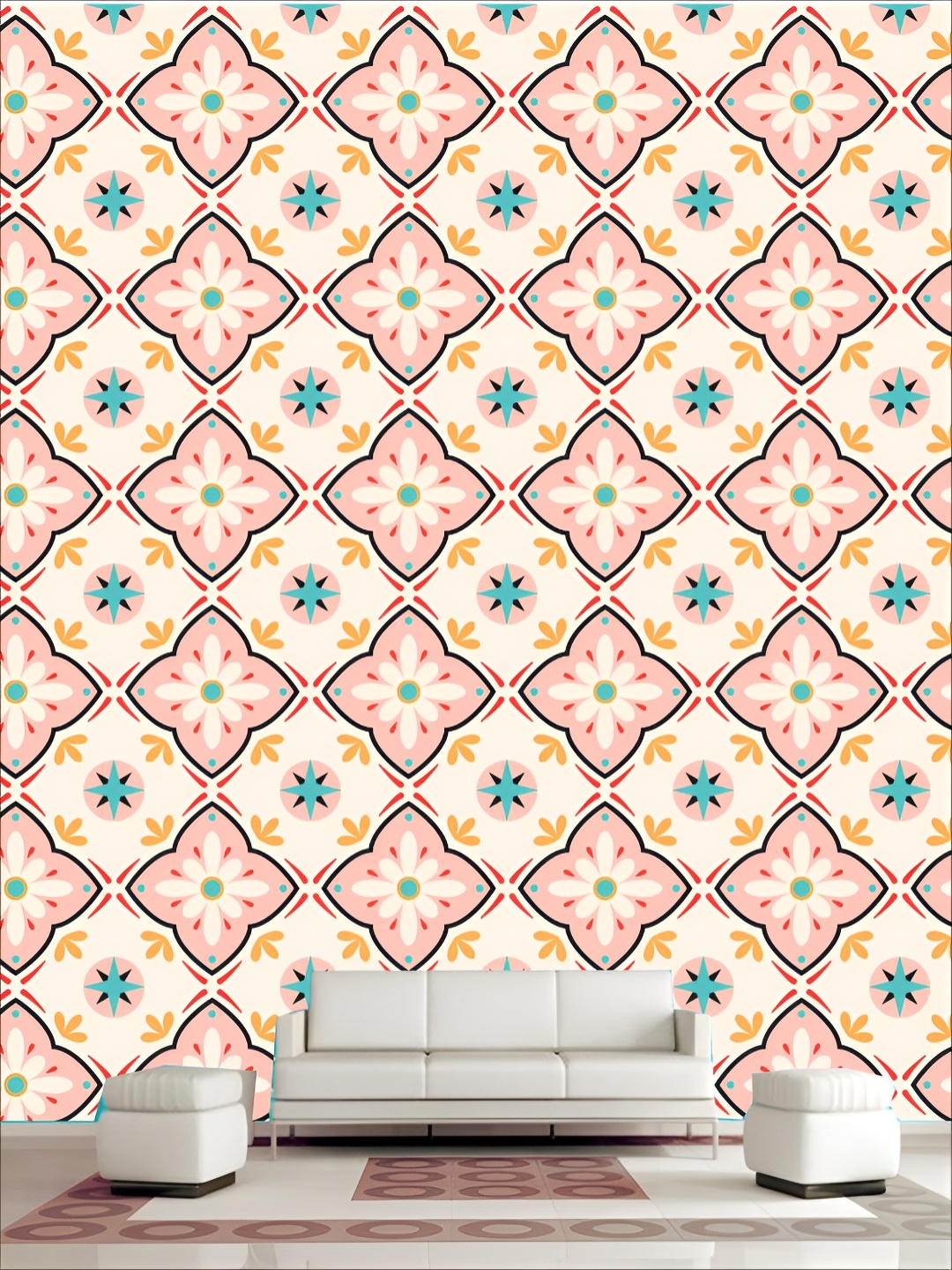 

KSHIRSA Cream & Red 3D Printed Self Adhesive Wall Sticker