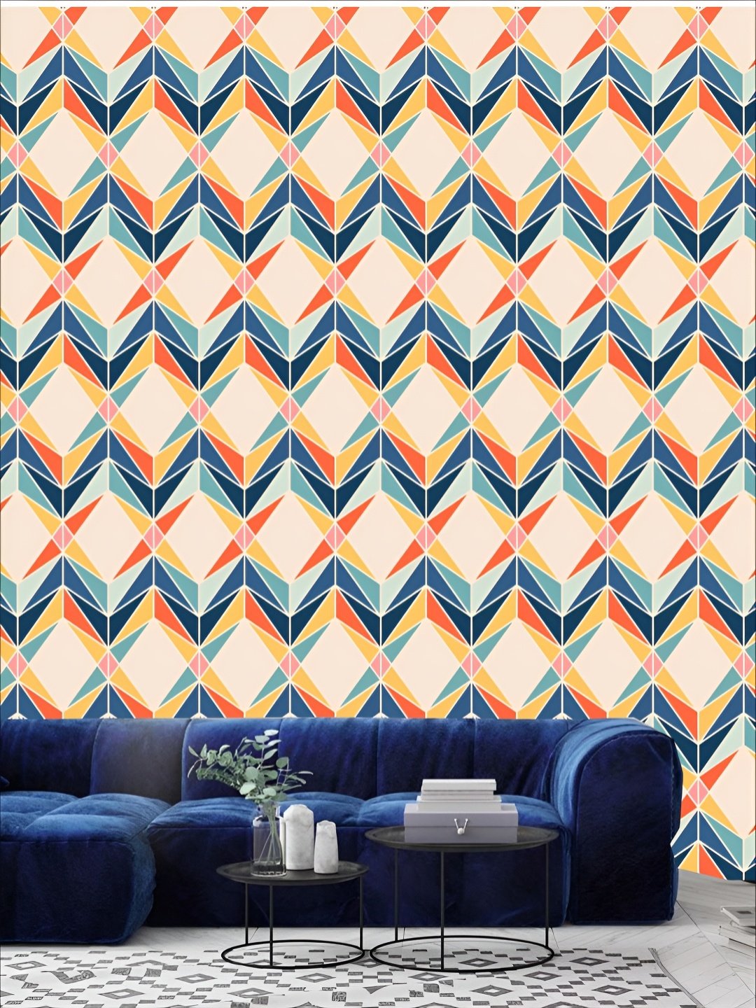 

KSHIRSA Blue & Yellow Self Adhesive 3D Printed Wall Sticker